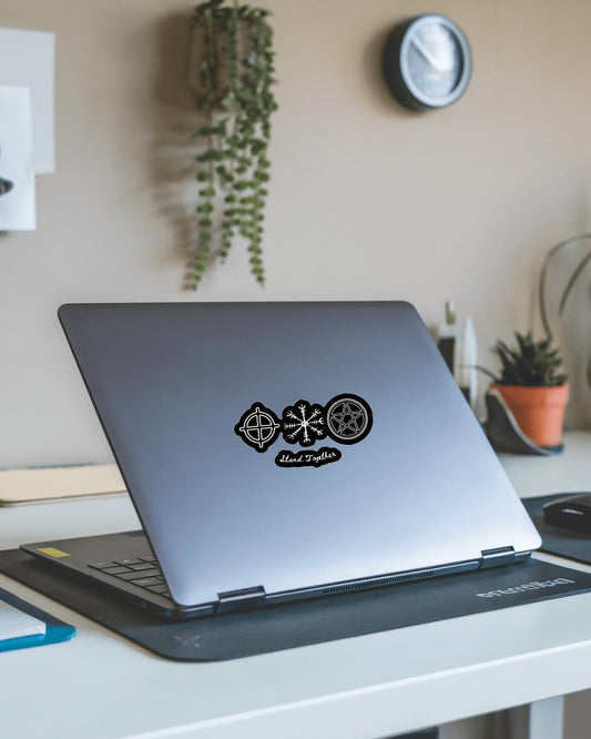 Stand Together – Solar Cross, Pentacle, Helm Of Awe Sticker