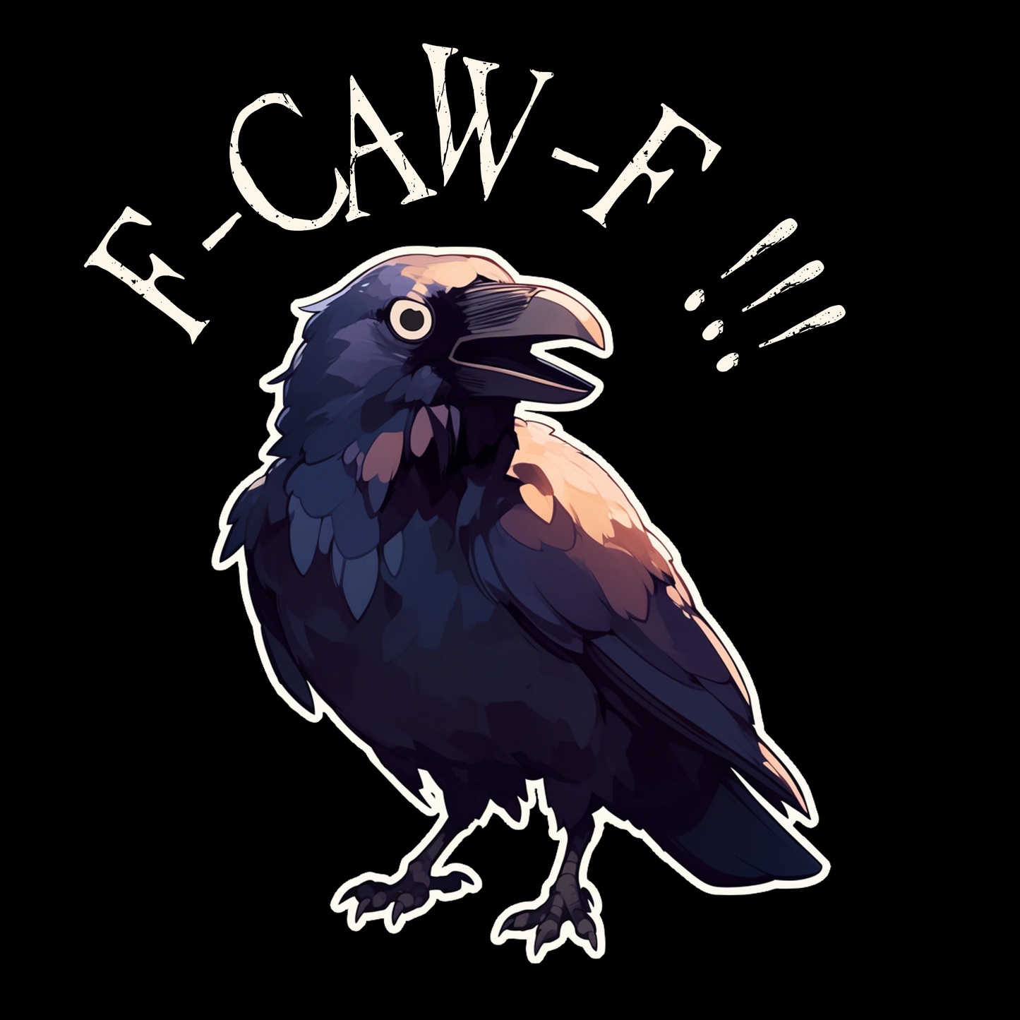 Morbid Corvid Mood – F-Caw-F Crow Black Glossy Mug