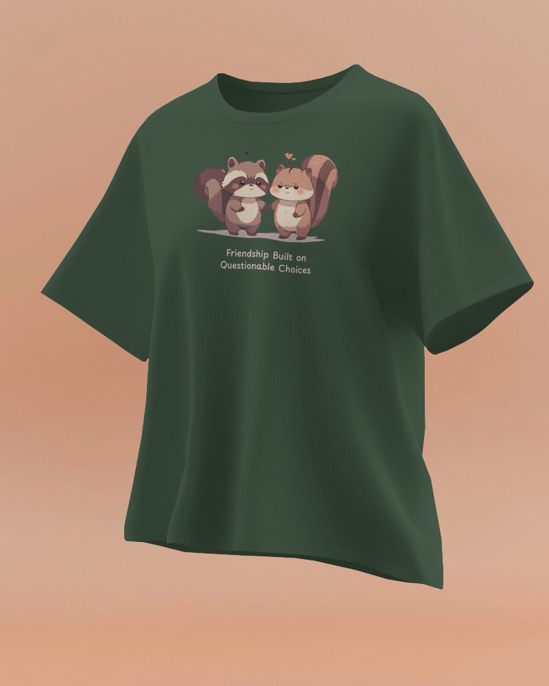 Friendship Built on Questionable Choices Funny Animal Best Friend T-Shirt – Raccoon & Chipmunk Tee