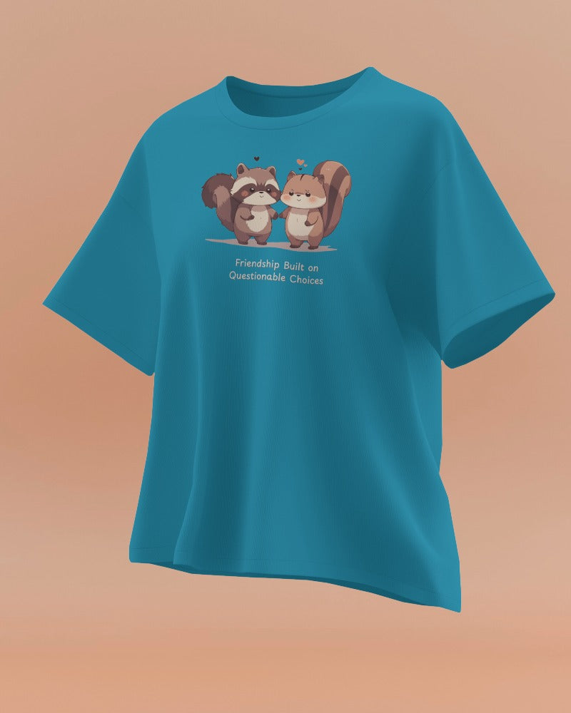 Friendship Built on Questionable Choices Funny Animal Best Friend T-Shirt – Raccoon & Chipmunk Tee