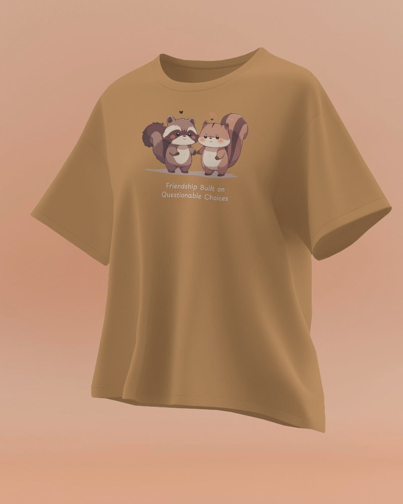Friendship Built on Questionable Choices Funny Animal Best Friend T-Shirt – Raccoon & Chipmunk Tee