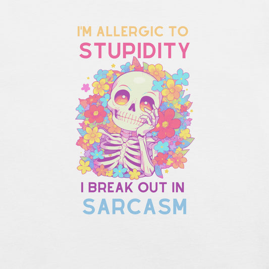 Sarcastic Skeleton Mug – "Allergic to Stupidity" Pastel Goth Humor Coffee Cup