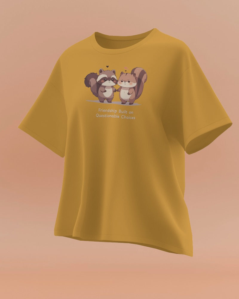 Friendship Built on Questionable Choices Funny Animal Best Friend T-Shirt – Raccoon & Chipmunk Tee